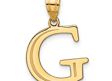14k Polished Etched Letter Initial Pendant (Large)