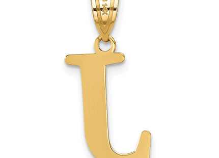 14k Polished Etched Letter Initial Pendant (Large)