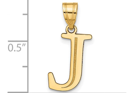 14k Polished Etched Letter J Initial Pendant (Style YC1437J)