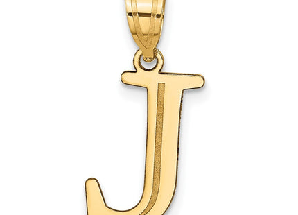 14k Polished Etched Letter J Initial Pendant (Style YC1437J)