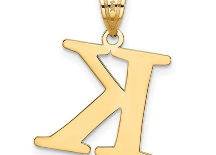 14k Polished Etched Letter K Initial Pendant (Style YC1437K)