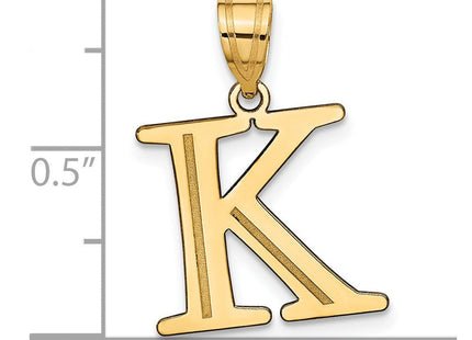 14k Polished Etched Letter K Initial Pendant (Style YC1437K)