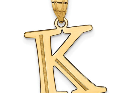 14k Polished Etched Letter K Initial Pendant (Style YC1437K)