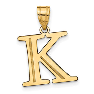 14k Polished Etched Letter K Initial Pendant (Style YC1437K)