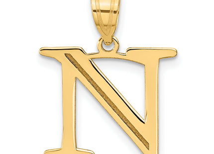 14k Polished Etched Letter Initial Pendant (Large)