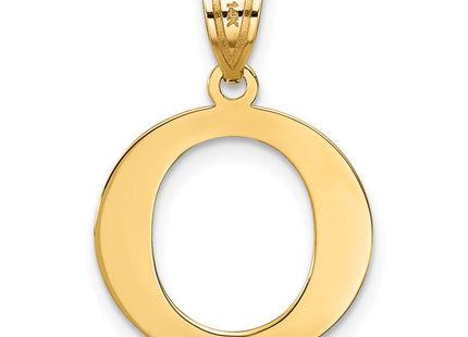 14k Polished Etched Letter O Initial Pendant (Style YC1437O)