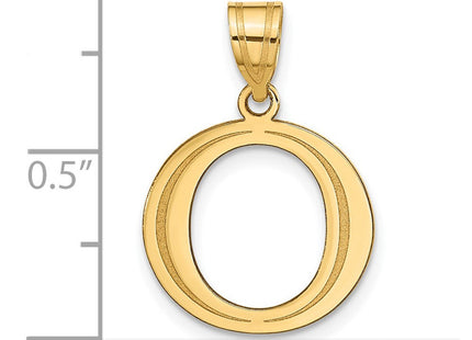 14k Polished Etched Letter O Initial Pendant (Style YC1437O)