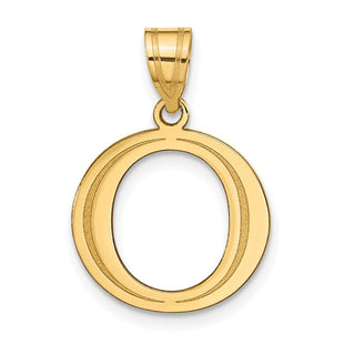 14k Polished Etched Letter O Initial Pendant (Style YC1437O)