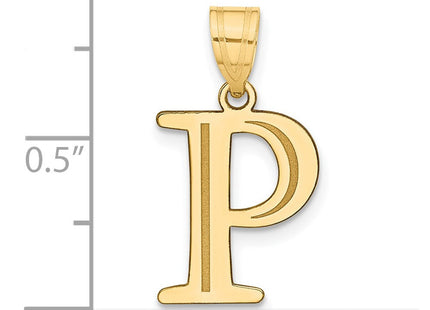 14k Polished Etched Letter P Initial Pendant (Style YC1437P)