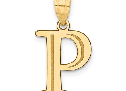 14k Polished Etched Letter P Initial Pendant (Style YC1437P)