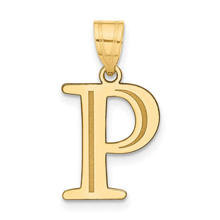 14k Polished Etched Letter P Initial Pendant (Style YC1437P)