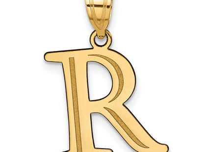 14k Polished Etched Letter Initial Pendant (Large)