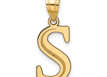 14k Polished Etched Letter Initial Pendant (Large)