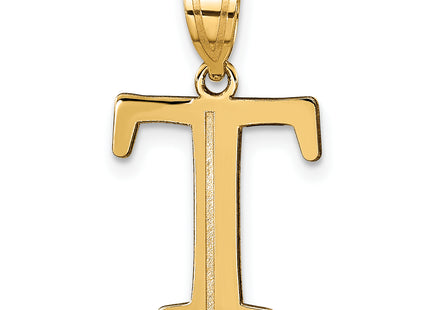 14k Polished Etched Letter Initial Pendant (Large)
