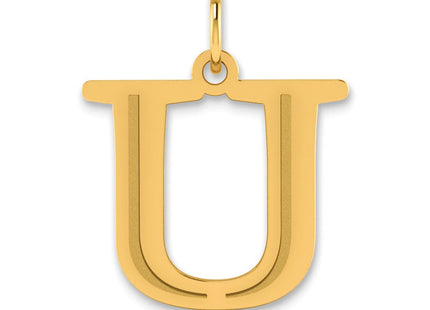 14k Polished Etched Letter U Initial Pendant (Style YC1437U)