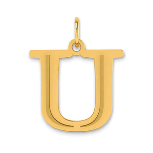 14k Polished Etched Letter U Initial Pendant (Style YC1437U)