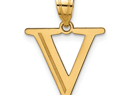 14k Polished Etched Letter Initial Pendant (Large)