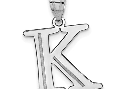 14kw Polished Etched Letter Initial Pendant