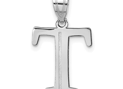 14kw Polished Etched Letter Initial Pendant
