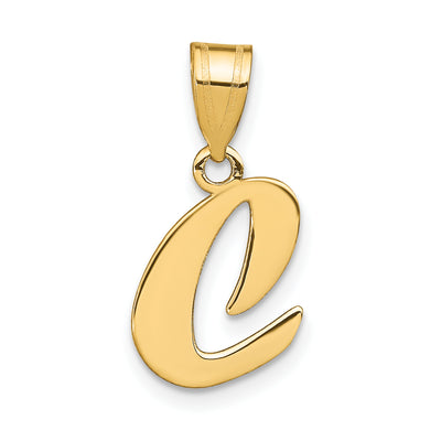 14K Polished Script Letter Initial Pendant