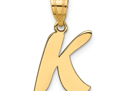 14k Polished Script Letter Initial Pendant