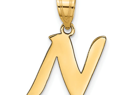 14k Polished Script Letter Initial Pendant