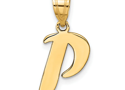 14k Polished Script Letter Initial Pendant