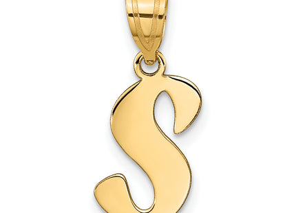 14k Polished Script Letter Initial Pendant