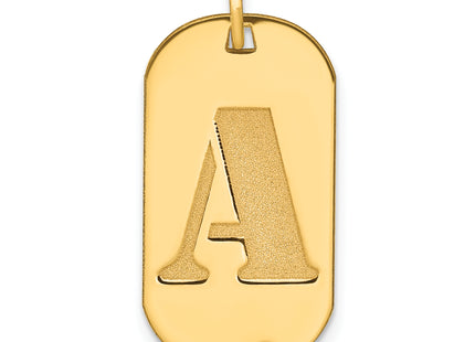 14k Polished Letter Initial Dog Tag Pendant