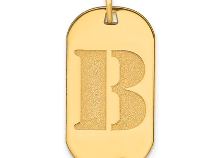 14k Polished Letter Initial Dog Tag Pendant