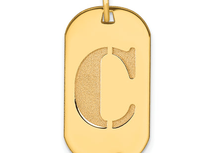 14k Polished Letter Initial Dog Tag Pendant