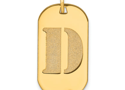 14k Polished Letter Initial Dog Tag Pendant