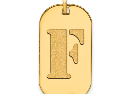 14k Polished Letter Initial Dog Tag Pendant