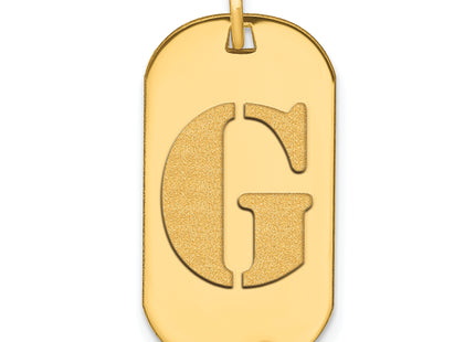 14k Polished Letter Initial Dog Tag Pendant
