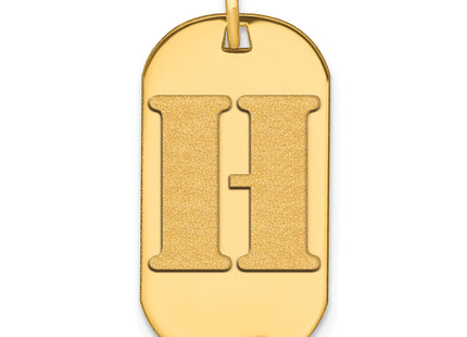 14k Polished Letter Initial Dog Tag Pendant