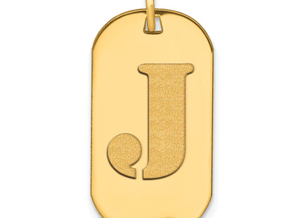 14k Polished Letter Initial Dog Tag Pendant