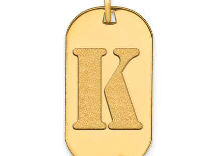 14k Polished Letter Initial Dog Tag Pendant