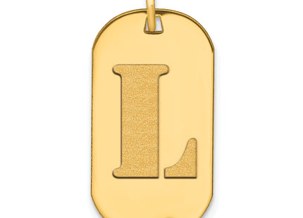 14k Polished Letter Initial Dog Tag Pendant