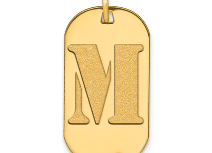 14k Polished Letter Initial Dog Tag Pendant