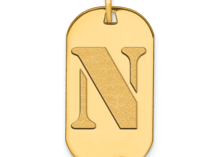 14k Polished Letter Initial Dog Tag Pendant