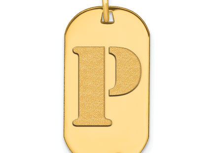14k Polished Letter Initial Dog Tag Pendant