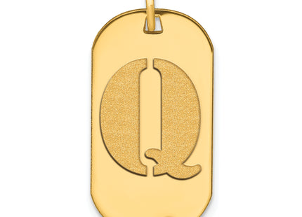 14k Polished Letter Initial Dog Tag Pendant
