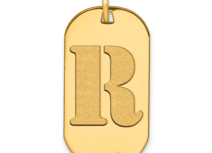 14k Polished Letter Initial Dog Tag Pendant