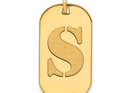 14k Polished Letter Initial Dog Tag Pendant