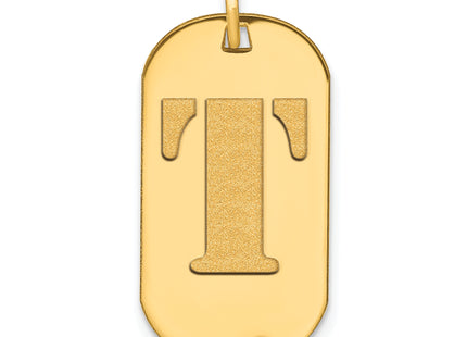 14k Polished Letter Initial Dog Tag Pendant