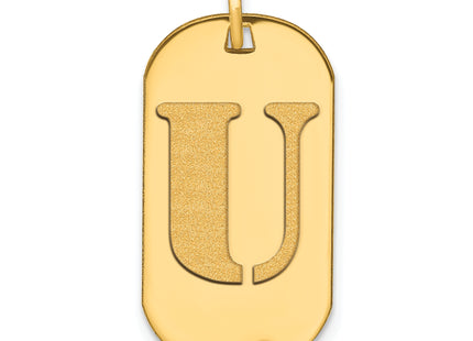 14k Polished Letter Initial Dog Tag Pendant