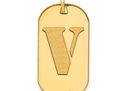 14k Polished Letter Initial Dog Tag Pendant
