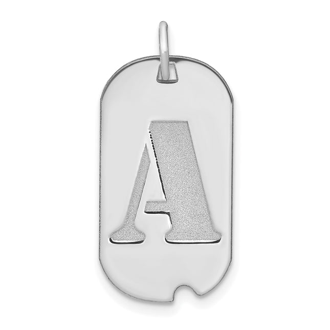 14kw Polished Letter Initial Dog Tag Pendant