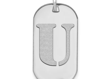 14kw Polished Letter Initial Dog Tag Pendant
