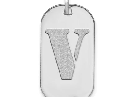 14kw Polished Letter Initial Dog Tag Pendant